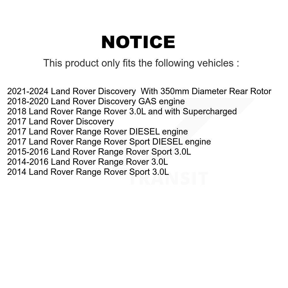 Disc Brake Rotor Semi-Metallic Pad Rear Kit For Land Rover Range Sport Discovery