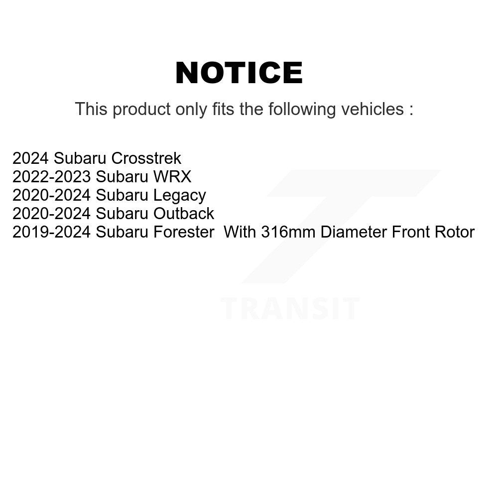 Brake Rotors & Semi-Metallic Pad Front Kit For Subaru Forester Outback Crosstrek