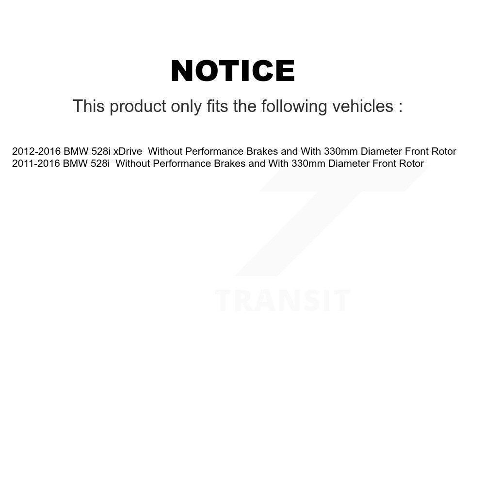 Disc Brake Rotors And Semi-Metallic Pads Front Kit For BMW 528i xDrive