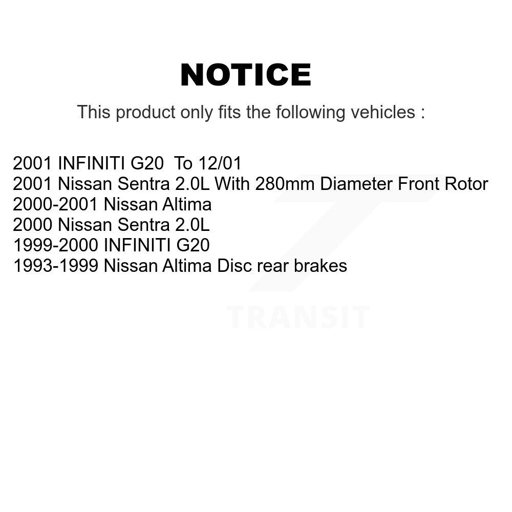 Brake Rotor And Ceramic Pad Front Rear Kit For Nissan Altima Sentra INFINITI G20