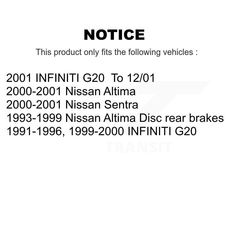 Disc Brake Rotors And Ceramic Pad Rear Kit For Nissan Altima Sentra INFINITI G20