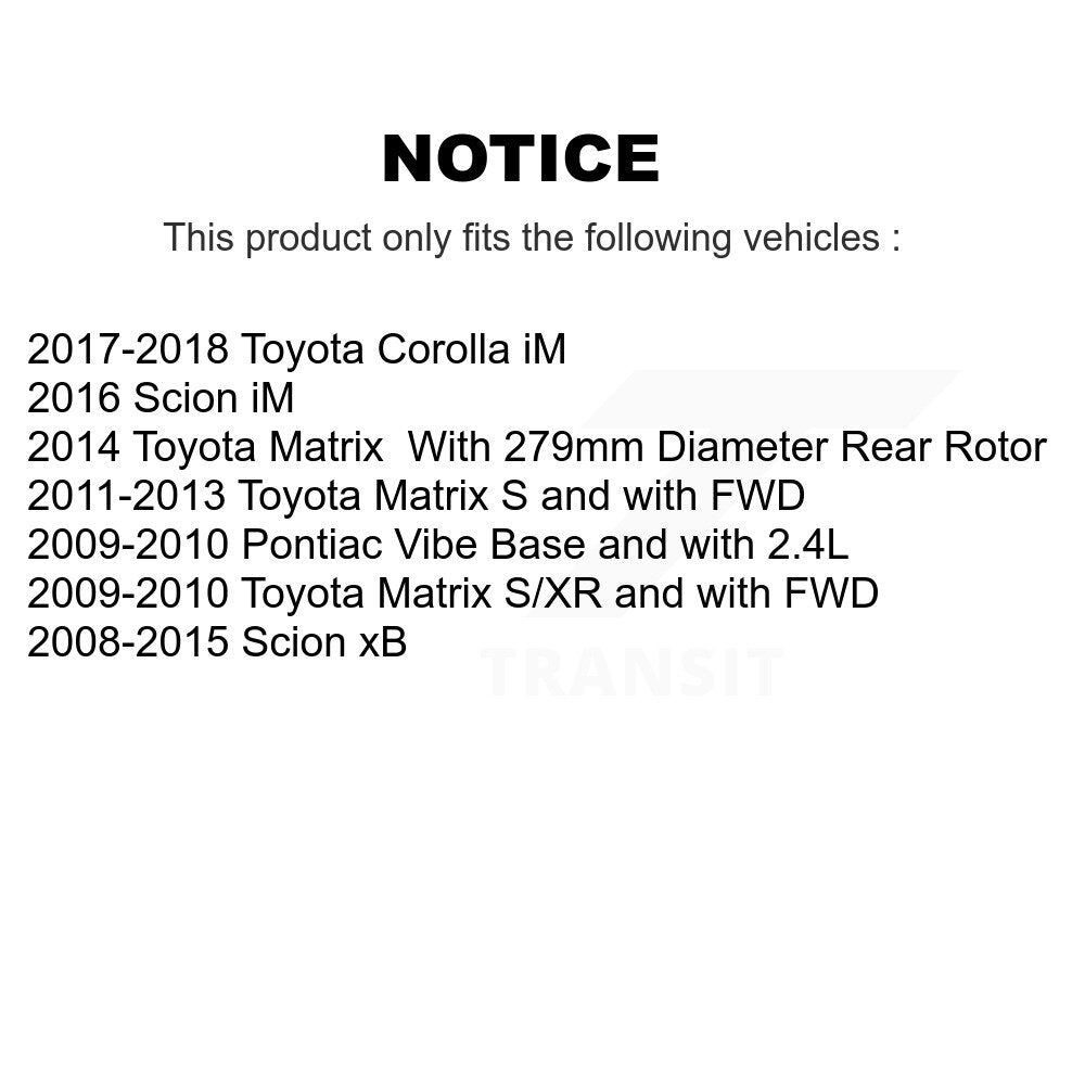 Brake Rotor Ceramic Pad Rear Kit For Toyota Matrix Pontiac Vibe Corolla iM Scion