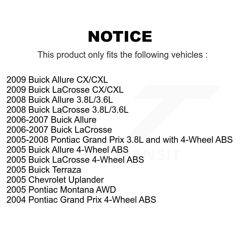 Hub Bearing Disc Brake Rotor Pad Front Kit For Buick Pontiac LaCrosse Grand Prix