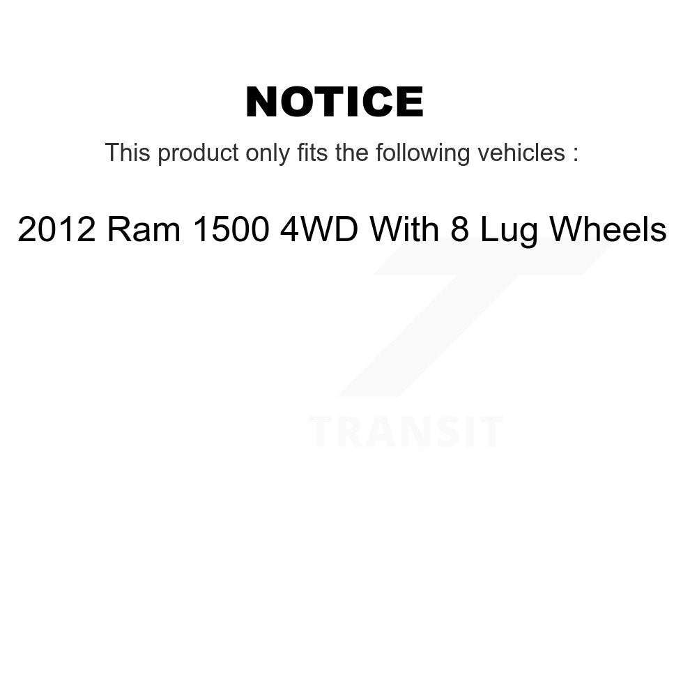 Hub Bearing Brake Rotor & Pads Front Kit For 2012 Ram 1500 4WD With 8 Lug Wheels