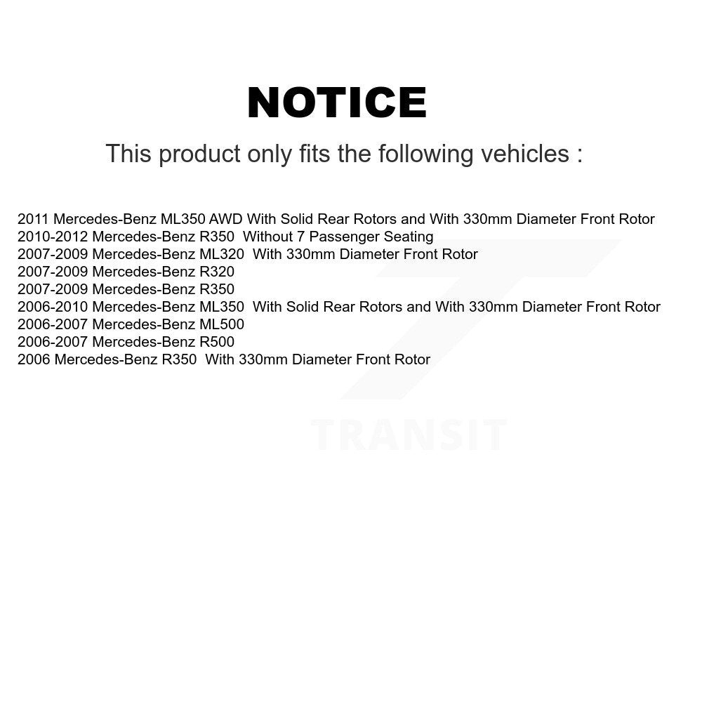 Wheel Bearing Coat Brake Rotor Pads Front Kit For Mercedes-Benz ML350 ML320 R350