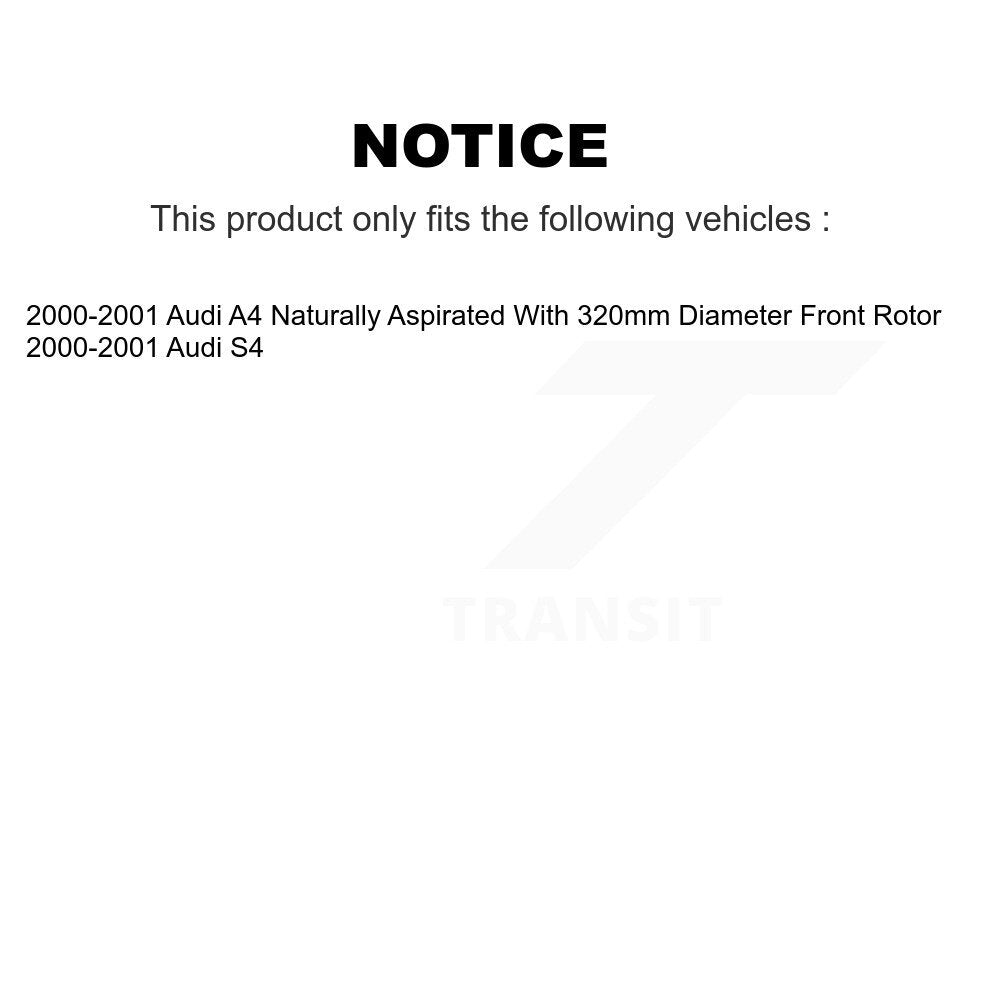 Wheel Bearing Coated Disc Brake Rotor And Pad Front Kit For 2000-2001 Audi S4 A4