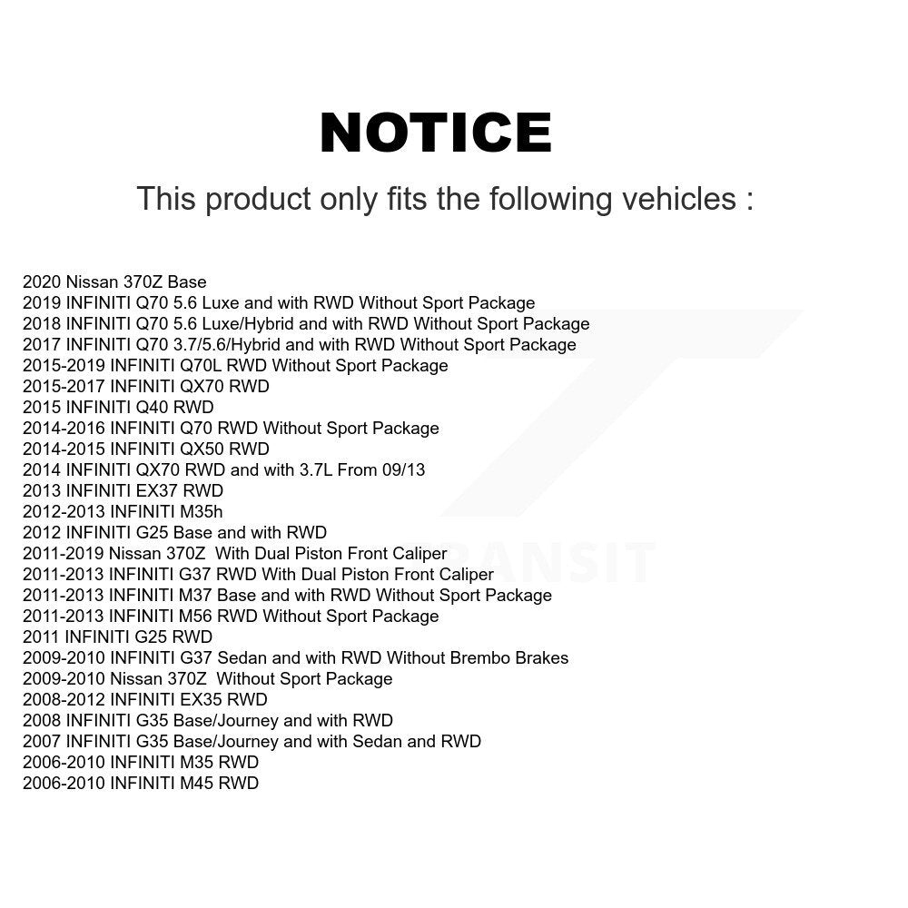 Hub Bearing Drilled Slot Brake Rotor Pad Front Kit For INFINITI EX35 Nissan 370Z