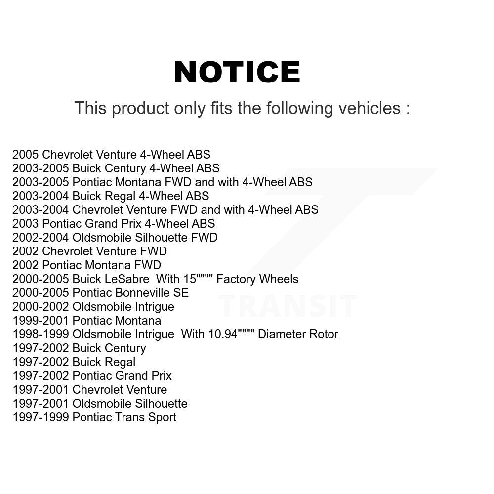 Hub Bearing Coated Brake Rotor & Pad Front Kit For Buick Pontiac Montana Century