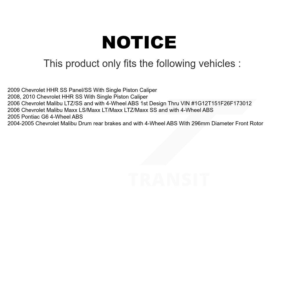 Hub Bearing Coated Brake Rotor Pad Front Kit For Chevrolet Malibu HHR Pontiac G6