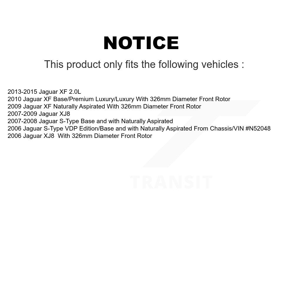 Hub Bearing Assembly Coated Brake Rotor & Pad Front Kit For Jaguar XF S-Type XJ8