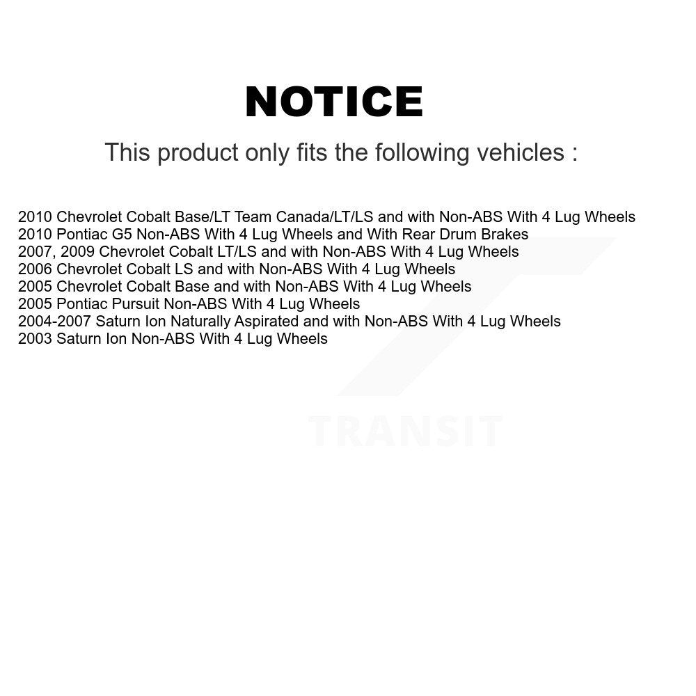 Hub Bearing Coated Brake Rotor Pad Front Kit For Chevrolet Cobalt Pontiac G5 Ion