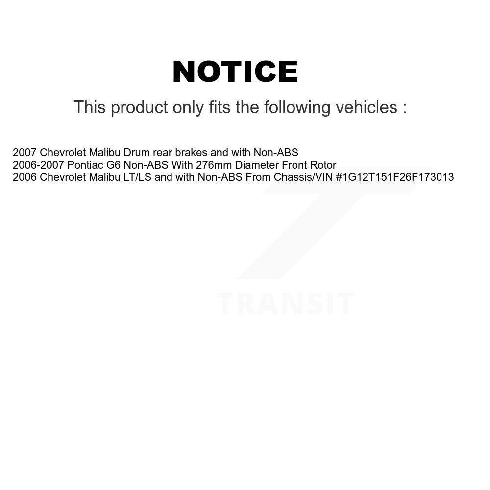 Hub Bearing Coated Brake Rotor And Pad Front Kit For Chevrolet Malibu Pontiac G6