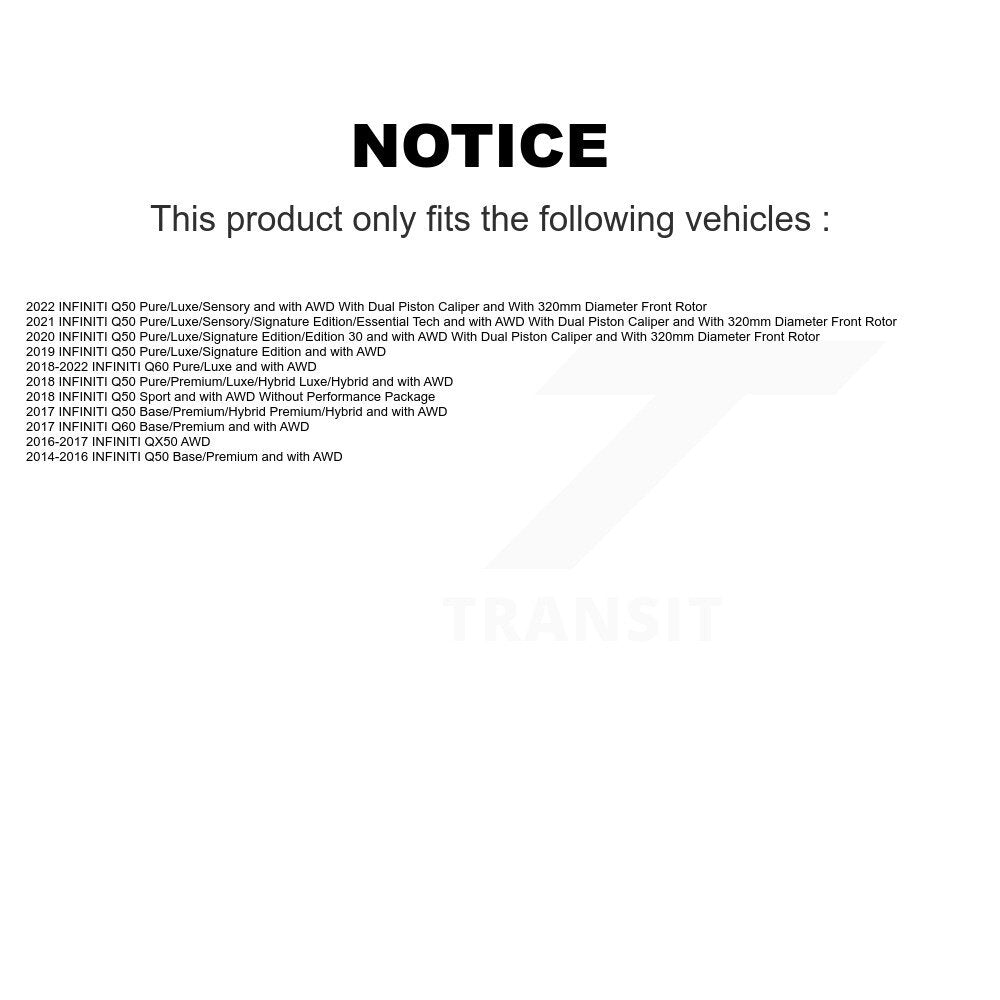 Hub Bearing Assembly Brake Rotor And Pad Front Kit For INFINITI Q50 QX50 Q60 AWD
