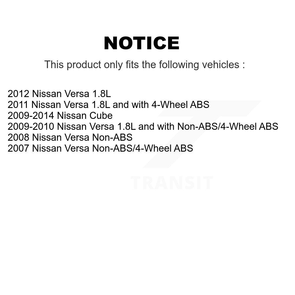 Hub Bearing Assembly Disc Brake Rotors And Pads Front Kit For Nissan Versa Cube