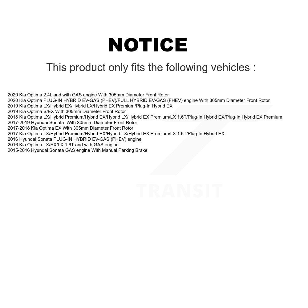 Hub Bearing Assembly Brake Rotor And Pad Front Kit For Hyundai Sonata Kia Optima
