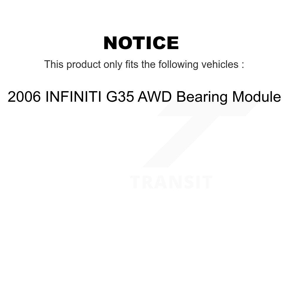 Wheel Bearing Brake Rotor Pad Front Kit For 2006 INFINITI G35 AWD Module