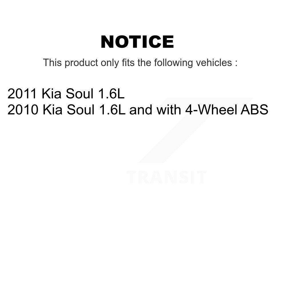 Hub Bearing Assembly Disc Brake Rotor And Pad Front Rear Kit (10Pc) For Kia Soul
