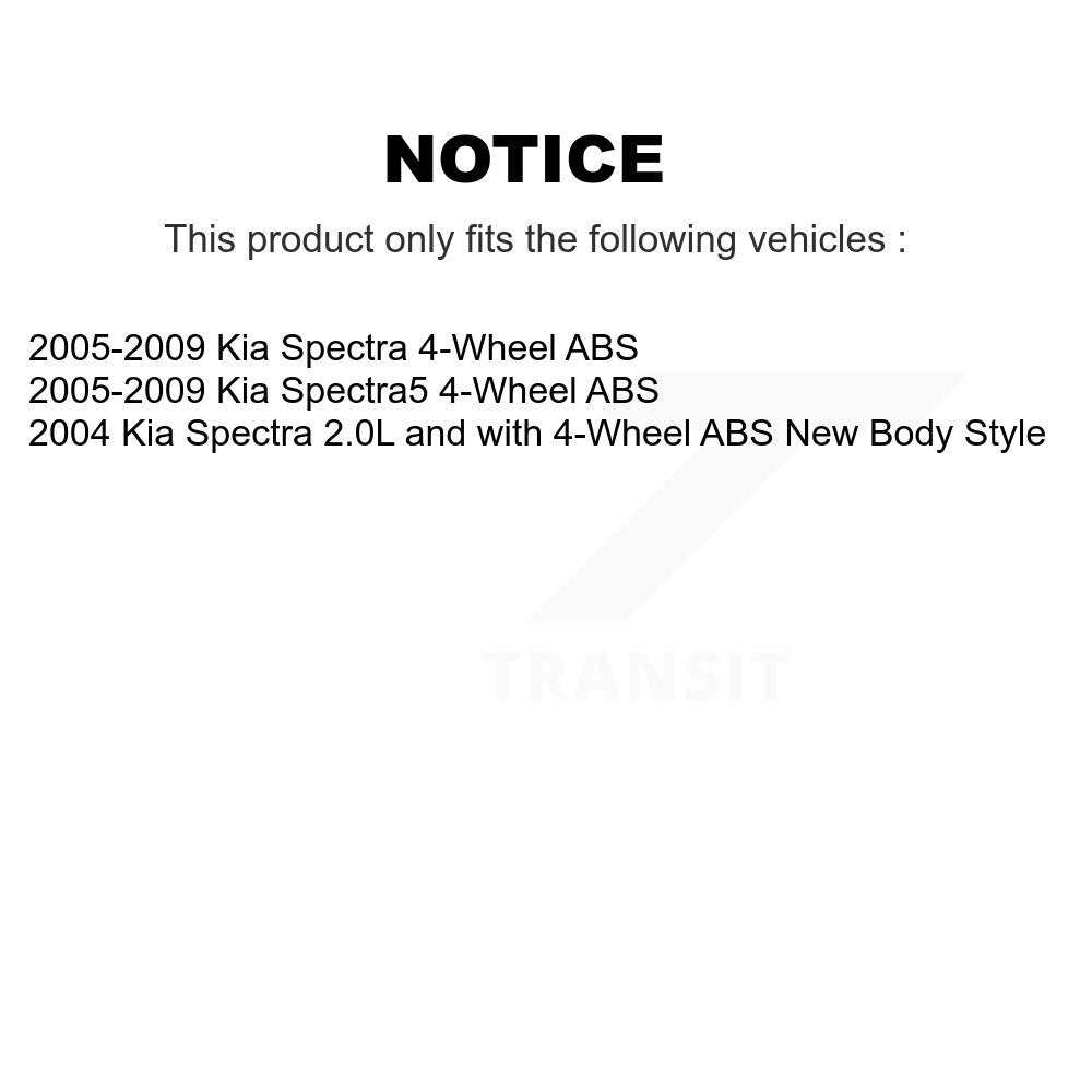 Hub Bearing Disc Brake Rotor Pads Front Rear Kit (10Pc) For Kia Spectra Spectra5