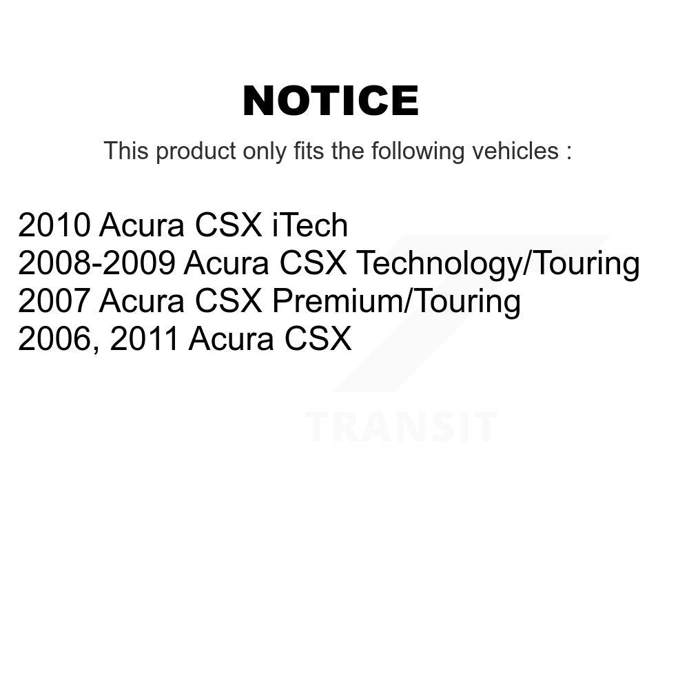 Hub Bearing Disc Brake Rotor And Ceramic Pad Front Rear Kit (10Pc) For Acura CSX