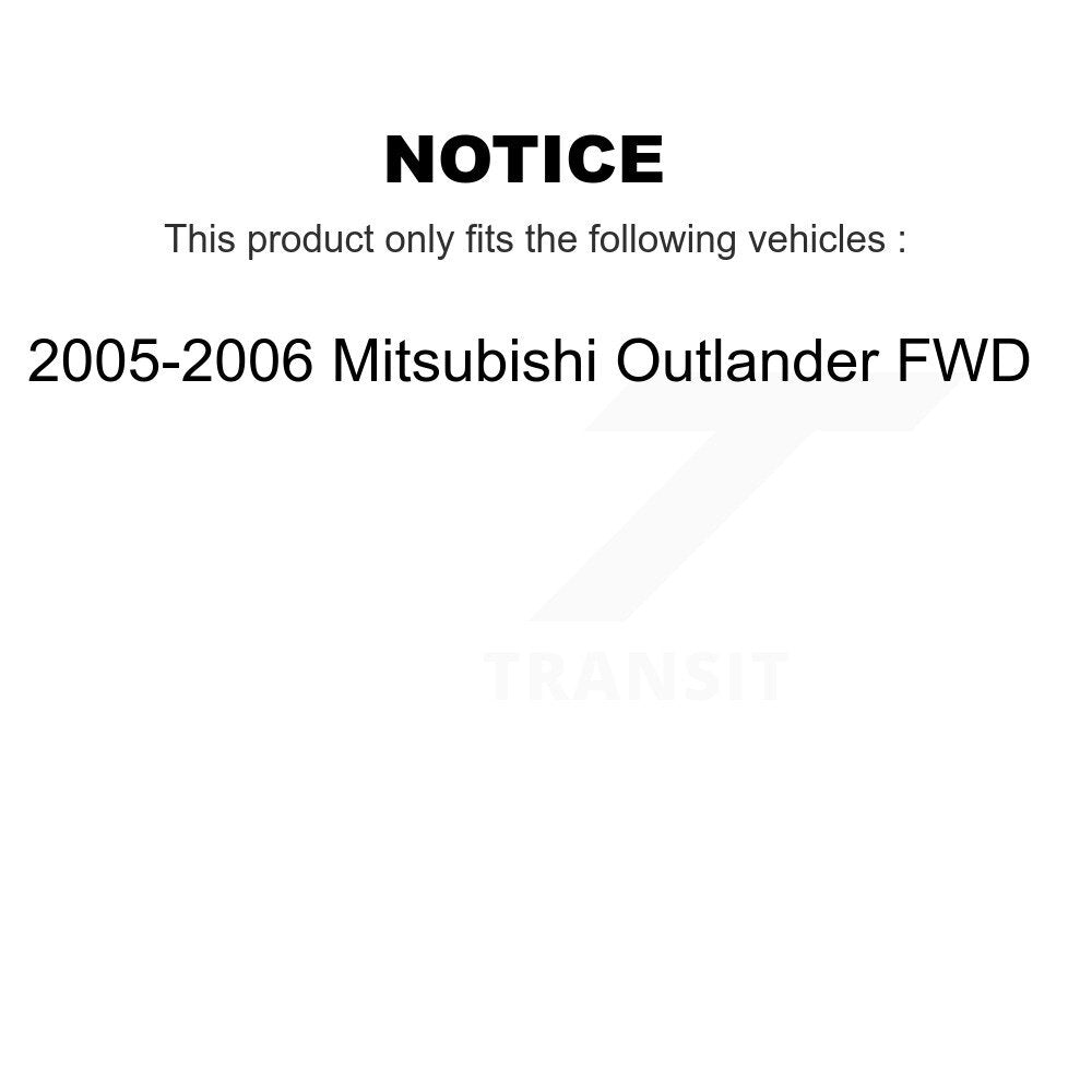 Hub Bearing Brake Rotor & Pad Front Rear Kit (10Pc) For Mitsubishi Outlander FWD
