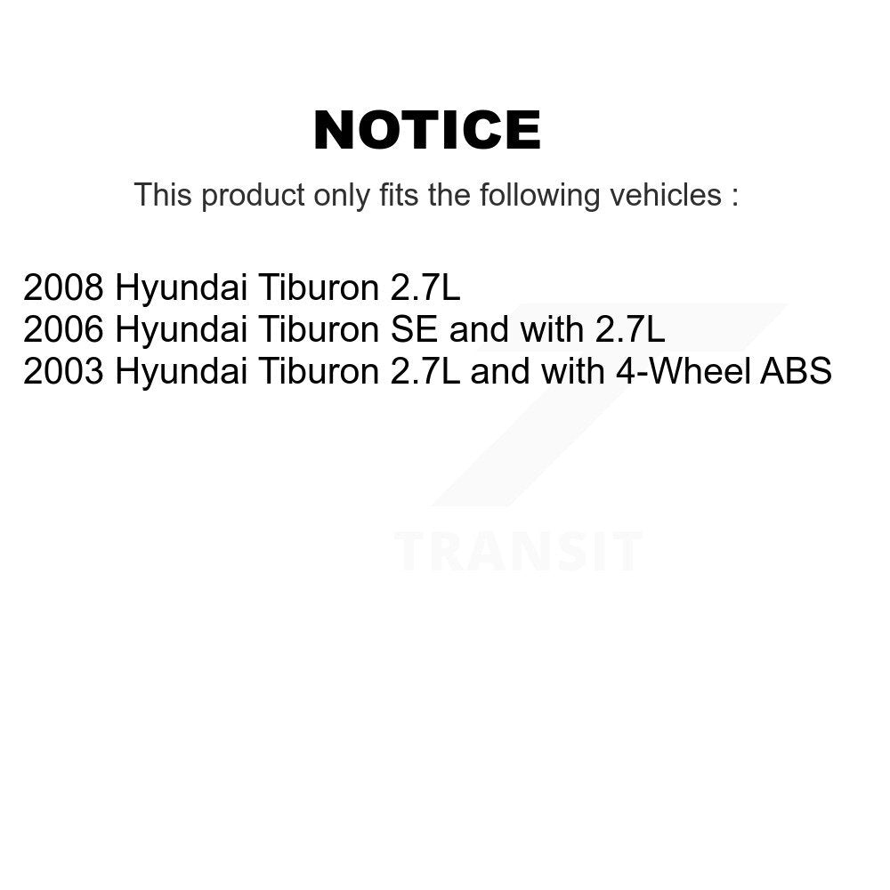 Hub Bearing Coated Brake Rotor And Pad Front Rear Kit (10Pc) For Hyundai Tiburon