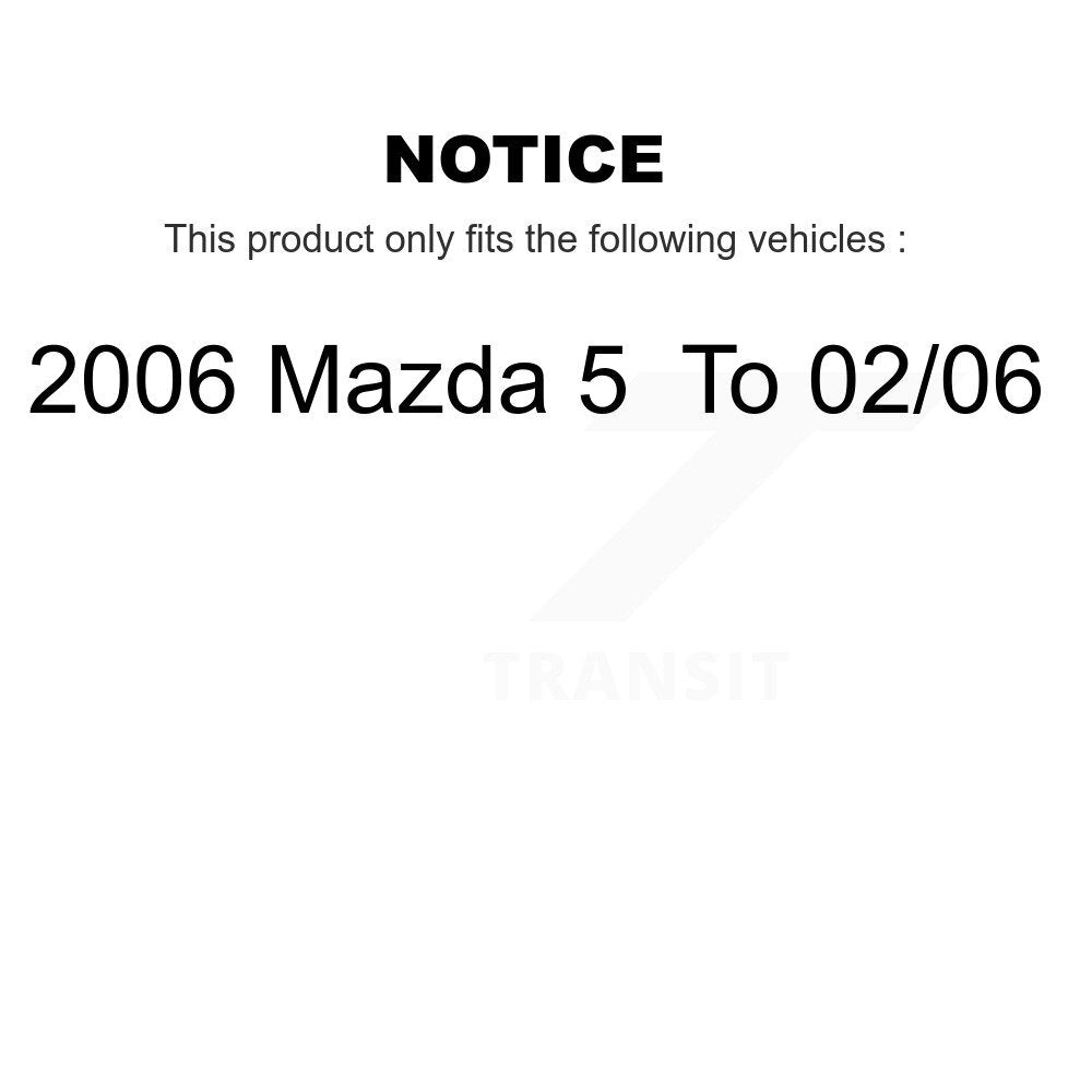 Bearing Coated Brake Rotor & Pad Front Rear Kit (10Pc) For 2006 Mazda 5 To 02 06