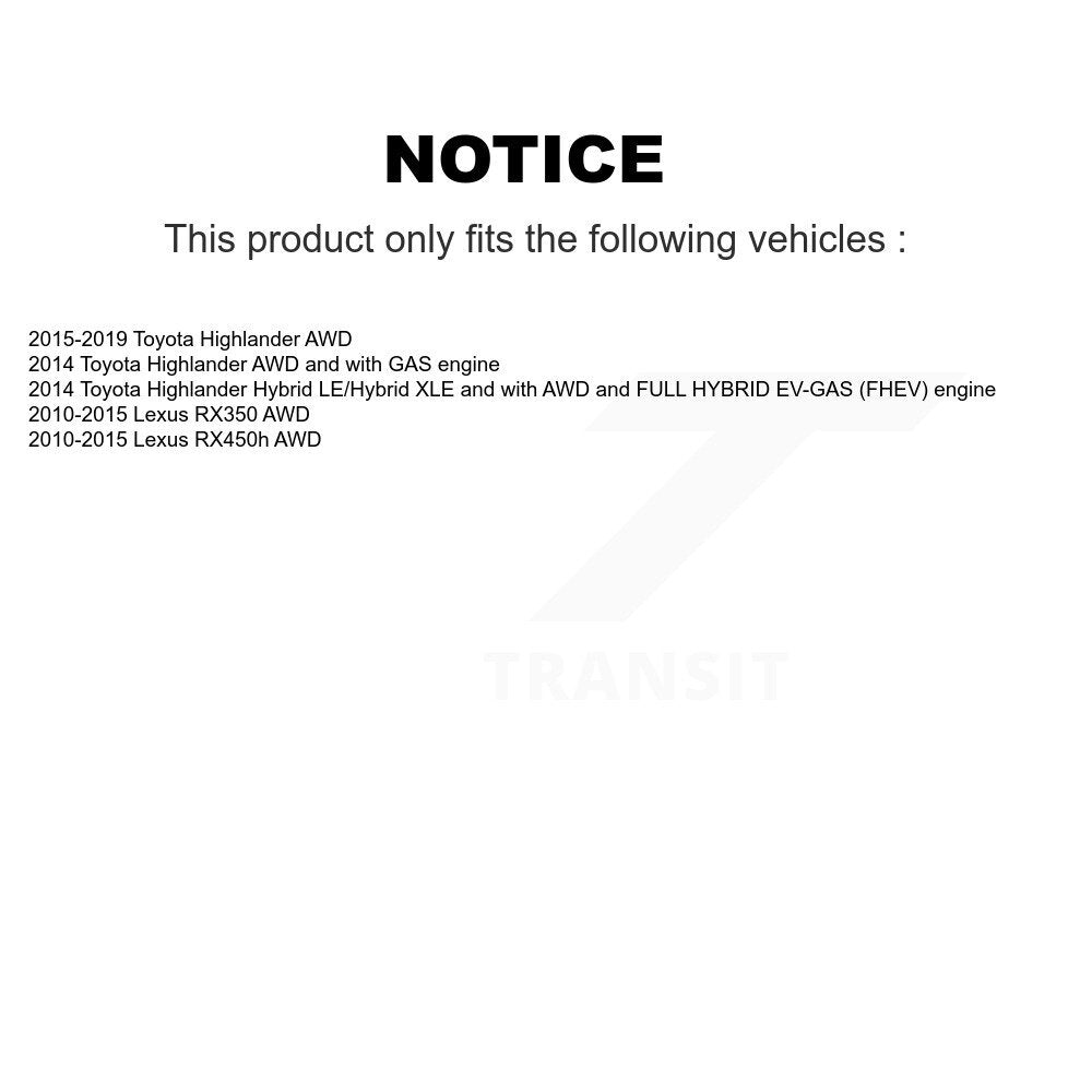 Hub Bearing Coated Brake Rotor & Pad Front Rear Kit (10Pc) For Toyota Highlander