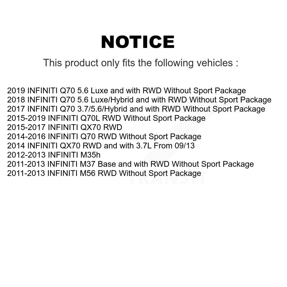 Hub Bearing Brake Rotor & Pads Front Rear Kit (10Pc) For 15-17 INFINITI QX70 RWD