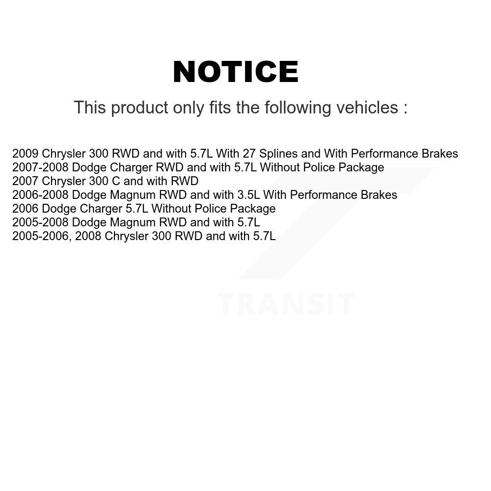 Hub Bearing Brake Rotor Pad Front Rear Kit (10Pc) For Chrysler 300 Dodge Charger