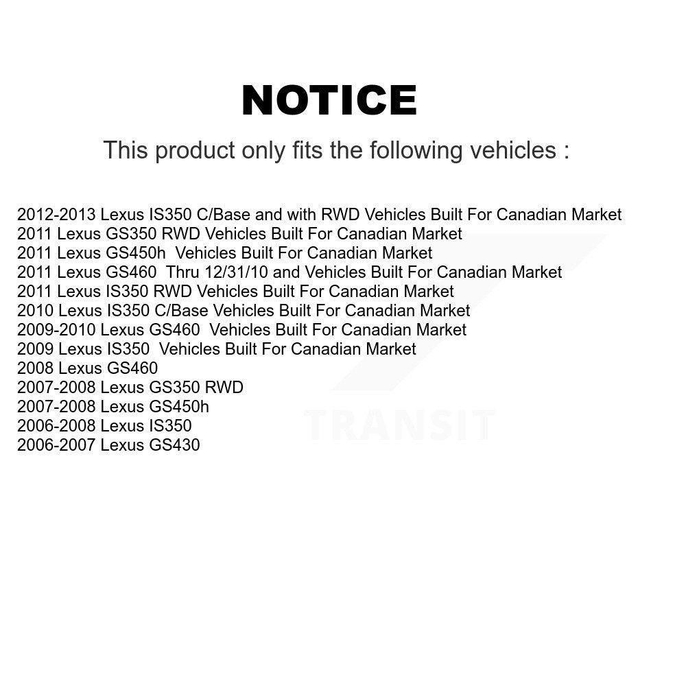 Hub Bearing Brake Rotor & Pad Front Rear Kit (10Pc) For Lexus IS350 GS350 GS450h