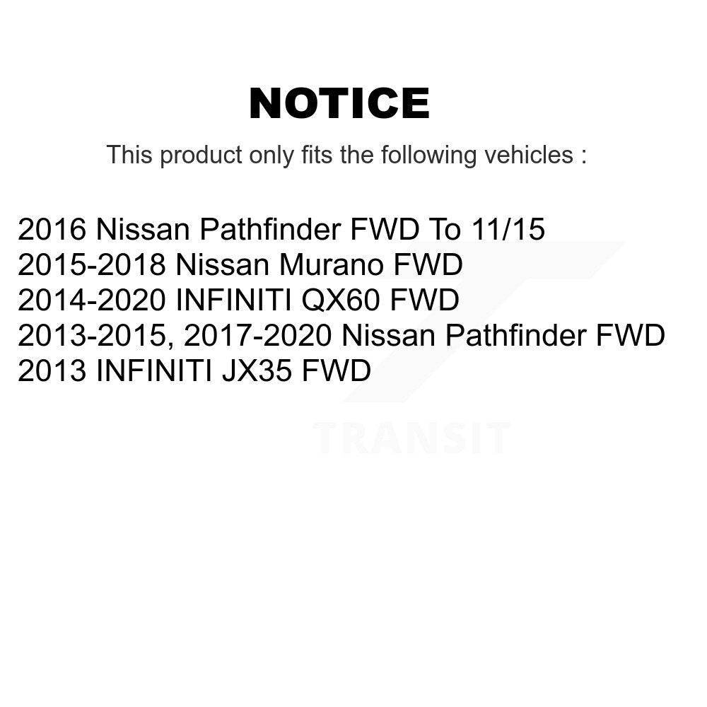Hub Bearing Coat Brake Rotor Pad Front Rear Kit (10Pc) For Nissan Pathfinder FWD