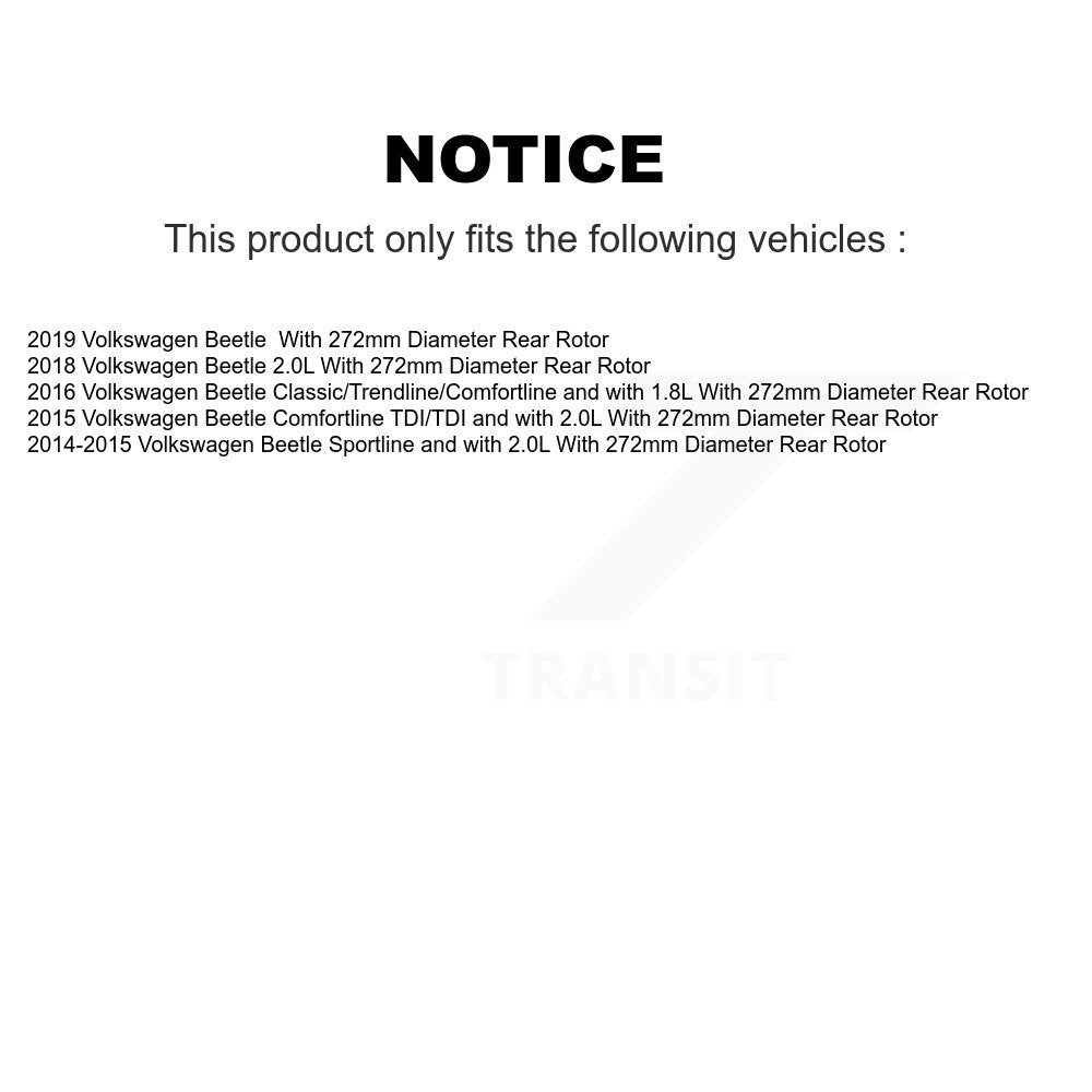 Hub Bearing Coated Brake Rotor & Pad Front Rear Kit (10Pc) For Volkswagen Beetle