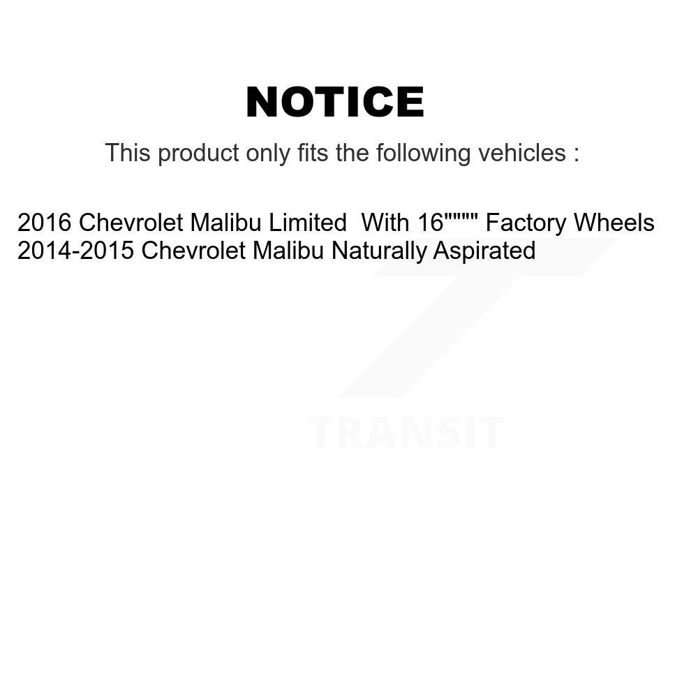 Hub Bearing Coated Brake Rotor & Pads Front Rear Kit (10Pc) For Chevrolet Malibu