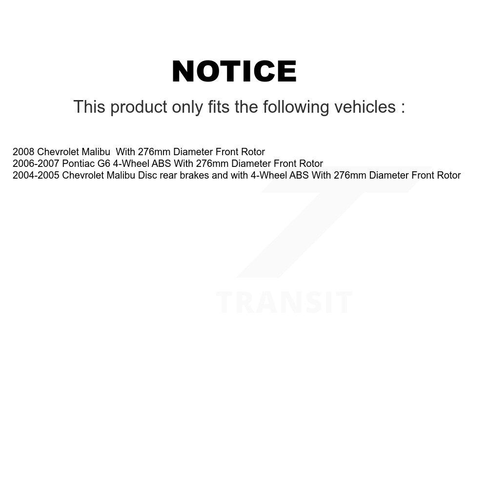 Hub Bearing Coated Brake Rotor Pad Front Rear Kit (10Pc) For Chevrolet Malibu G6