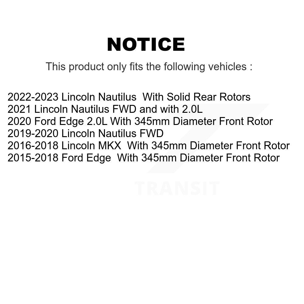 Hub Bearing Drill Slot Brake Rotor Pads Front Kit For Ford Edge Lincoln Nautilus