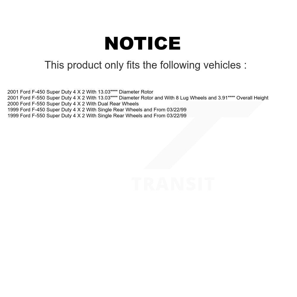 Hub Bearing Coat Brake Rotor Pad Front Kit For Ford F-450 Super Duty F-550 4 X 2