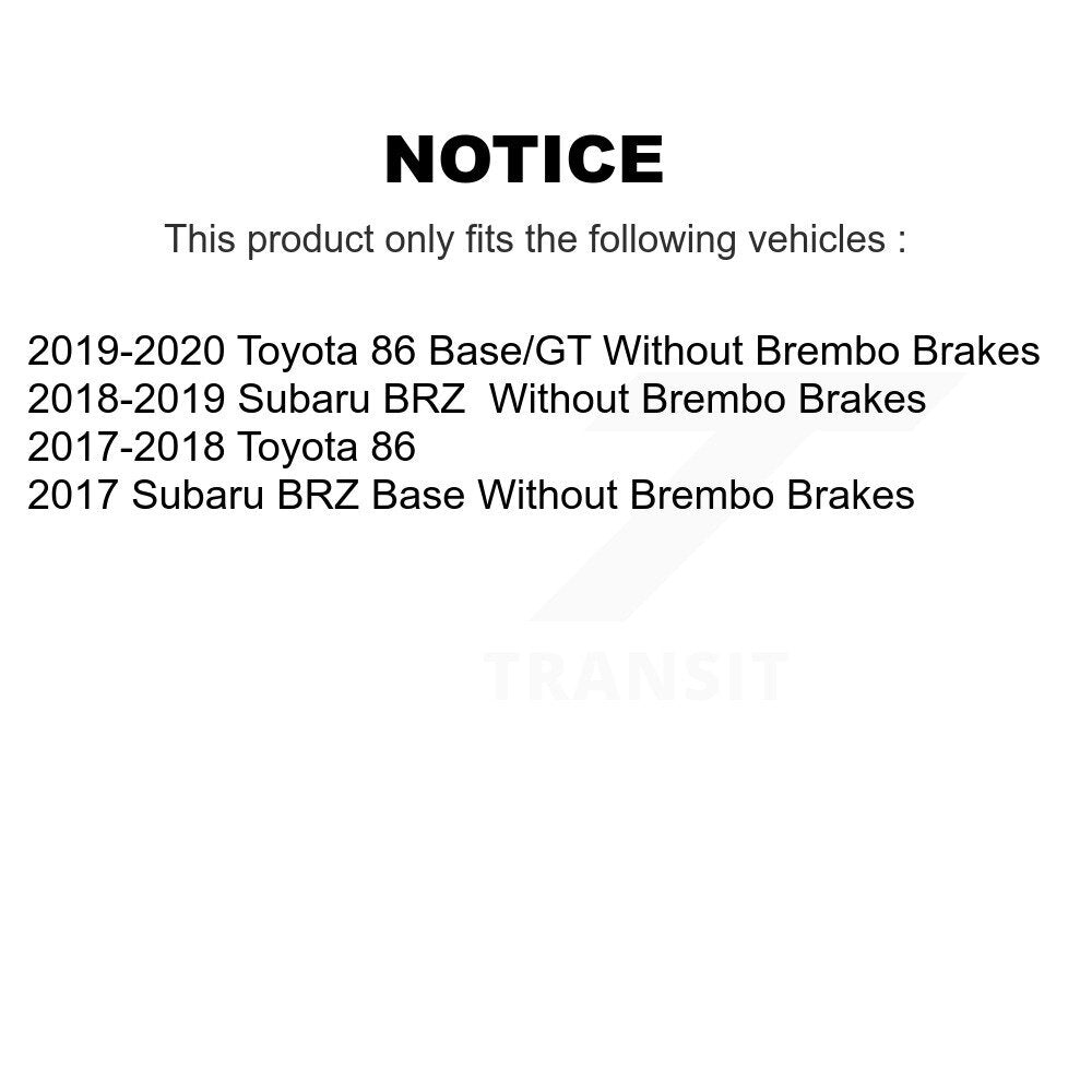 Hub Bearing Disc Brake Rotor Pads Front Rear Kit (10Pc) For Toyota 86 Subaru BRZ