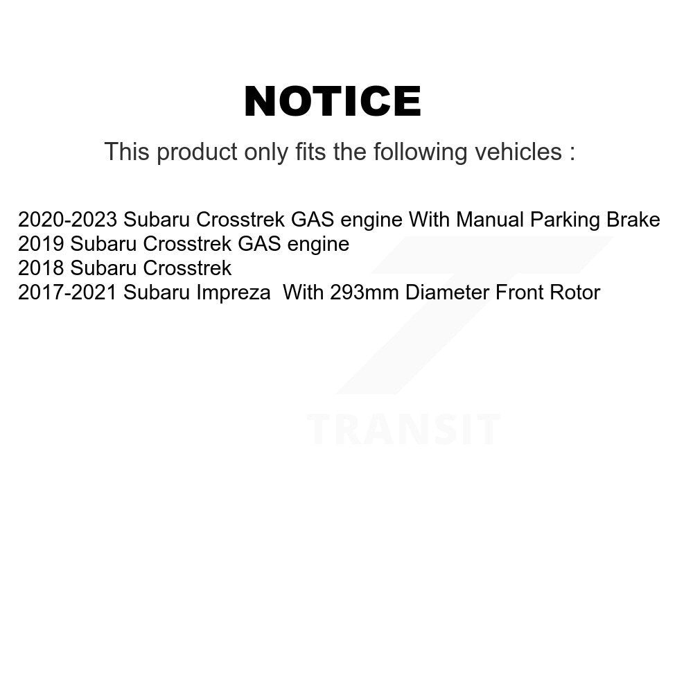 Hub Bearing Brake Rotor & Pad Front Rear Kit (10Pc) For Subaru Crosstrek Impreza