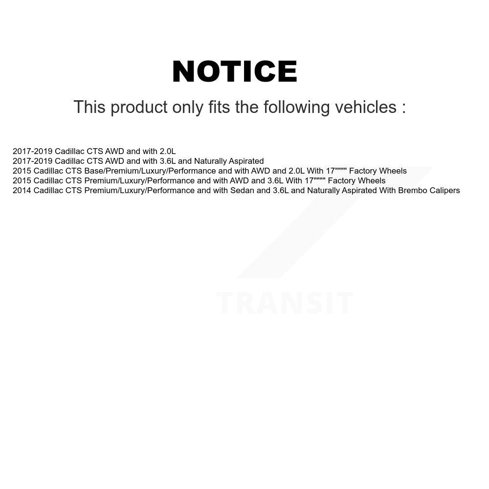 Hub Bearing Assembly Disc Brake Rotor And Ceramic Pad Front Kit For Cadillac CTS