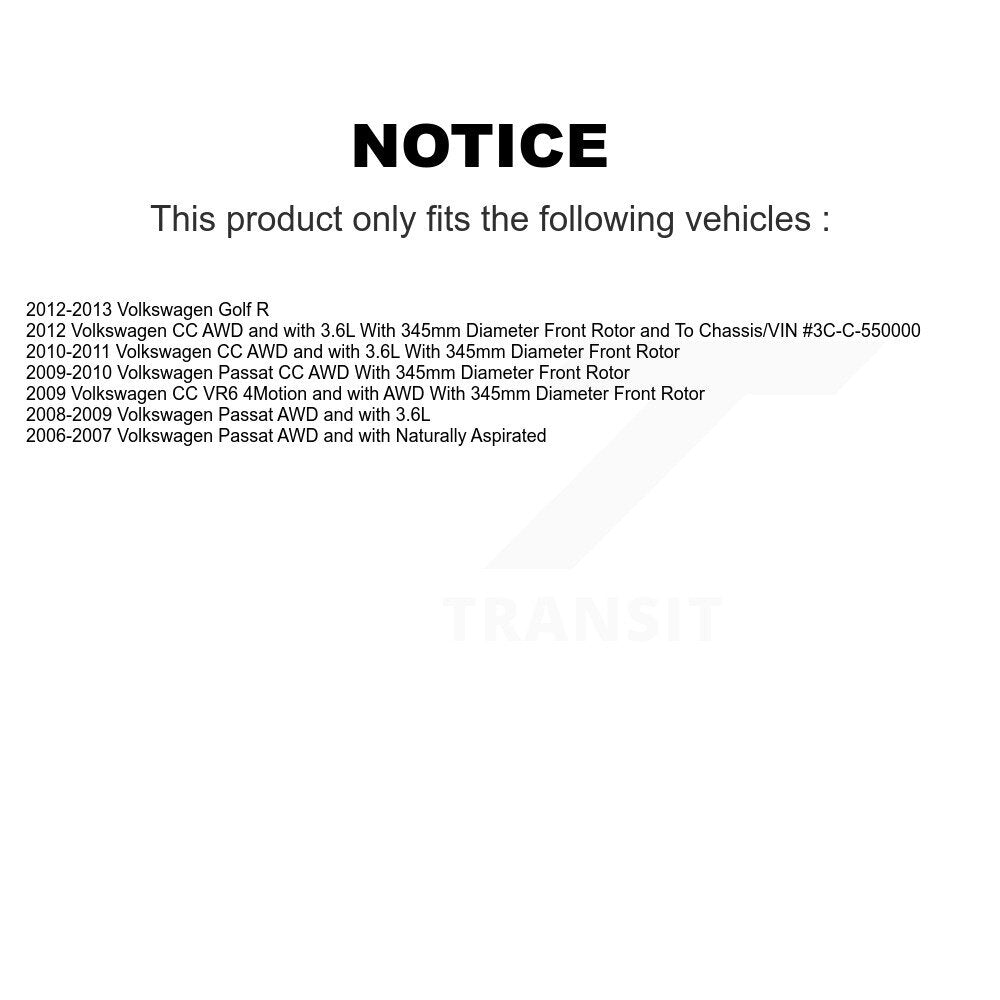 Hub Bearing Brake Rotor Pads Front Rear Kit (10Pc) For Volkswagen Passat CC Golf