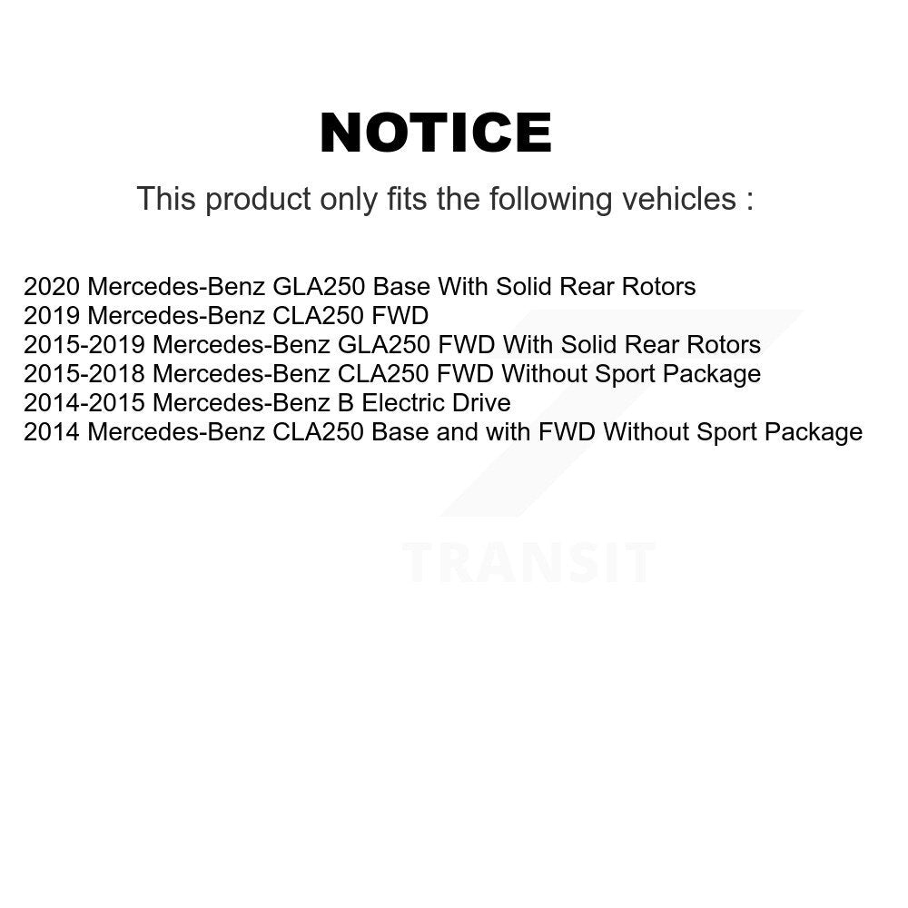 Hub Bearing Coat Brake Rotor Pads Front Rear Kit (10Pc) For Mercedes-Benz GLA250