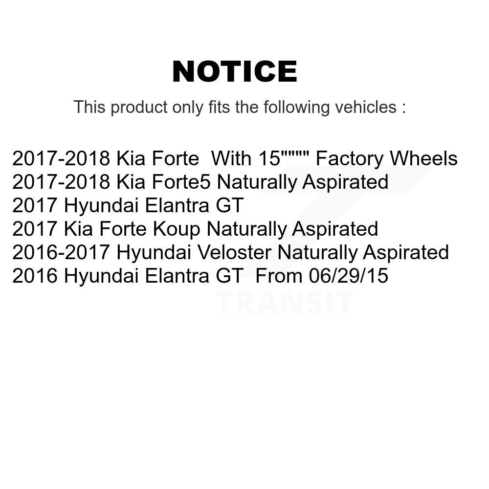 Wheel Bearing Coated Brake Rotor Pads Front Kit For Kia Forte Hyundai Elantra GT