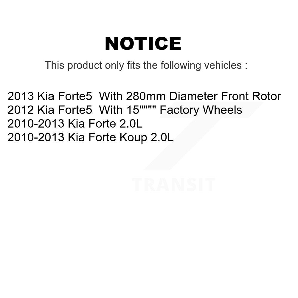 Hub Bearing Coat Brake Rotor Pad Front Rear Kit (10Pc) For Kia Forte Koup Forte5