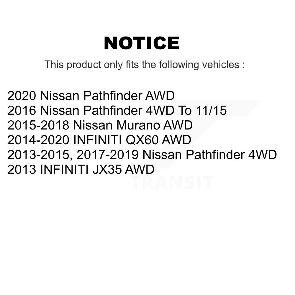 Hub Bearing Coated Brake Rotor & Pad Front Rear Kit (10Pc) For Nissan Pathfinder