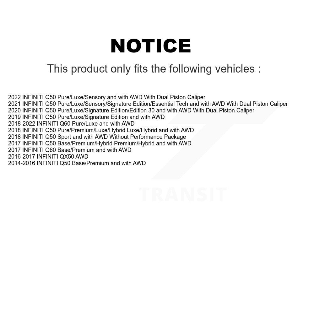 Hub Bearing Coated Disc Brake Rotor Pads Front Kit For INFINITI Q50 QX50 Q60 AWD