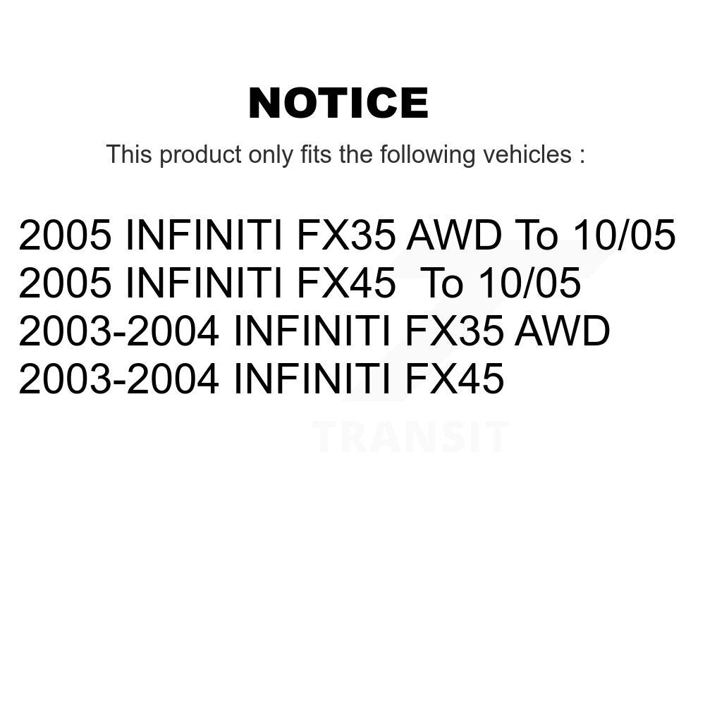 Hub Bearing Assembly Coated Brake Rotor And Pad Front Kit For INFINITI FX35 FX45