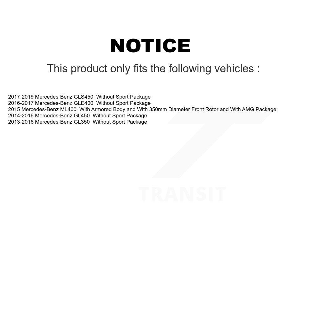 Hub Bearing Coat Brake Rotor Pad Front Kit For Mercedes-Benz GL350 GLE400 GLS450