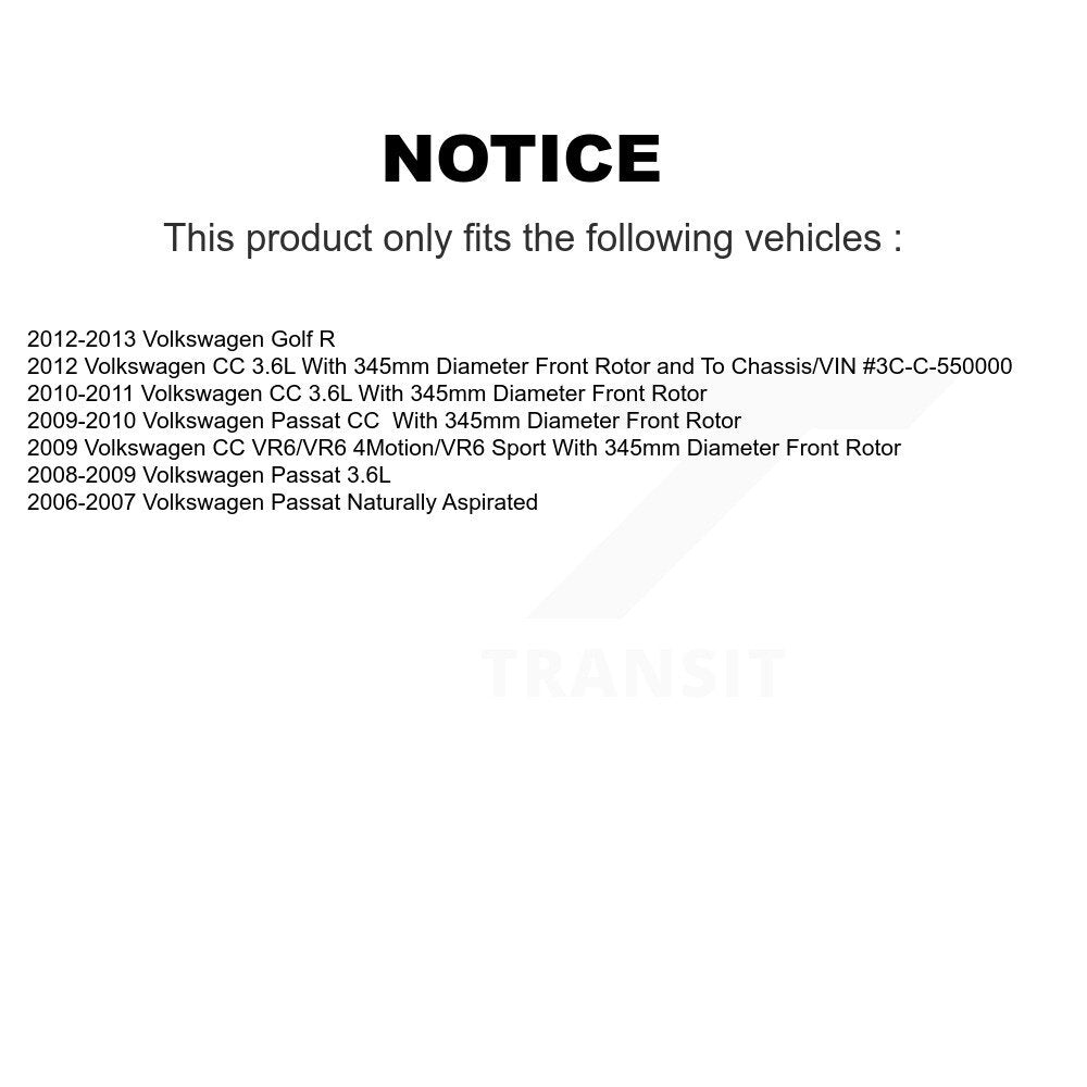 Hub Bearing Assembly Brake Rotor & Pad Front Kit For Volkswagen Passat CC Golf R