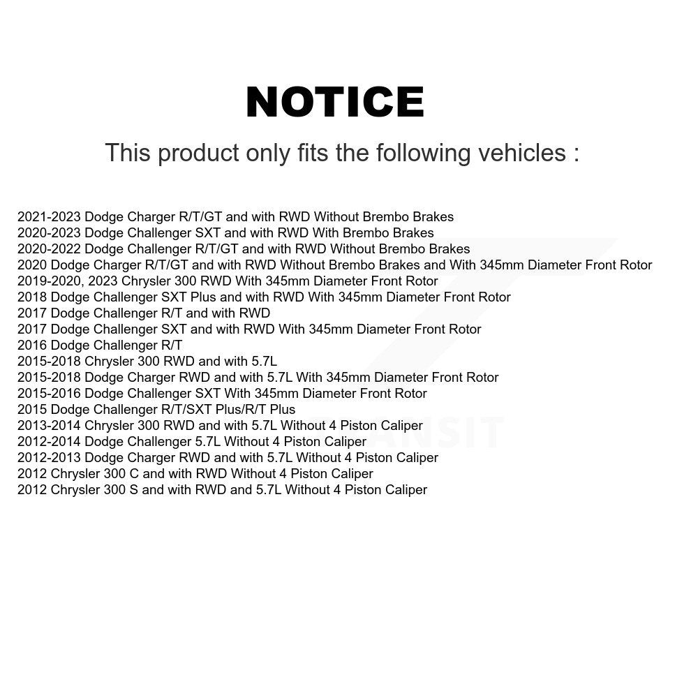 Hub Bearing Brake Rotor Pads Front Kit For Dodge Chrysler 300 Charger Challenger