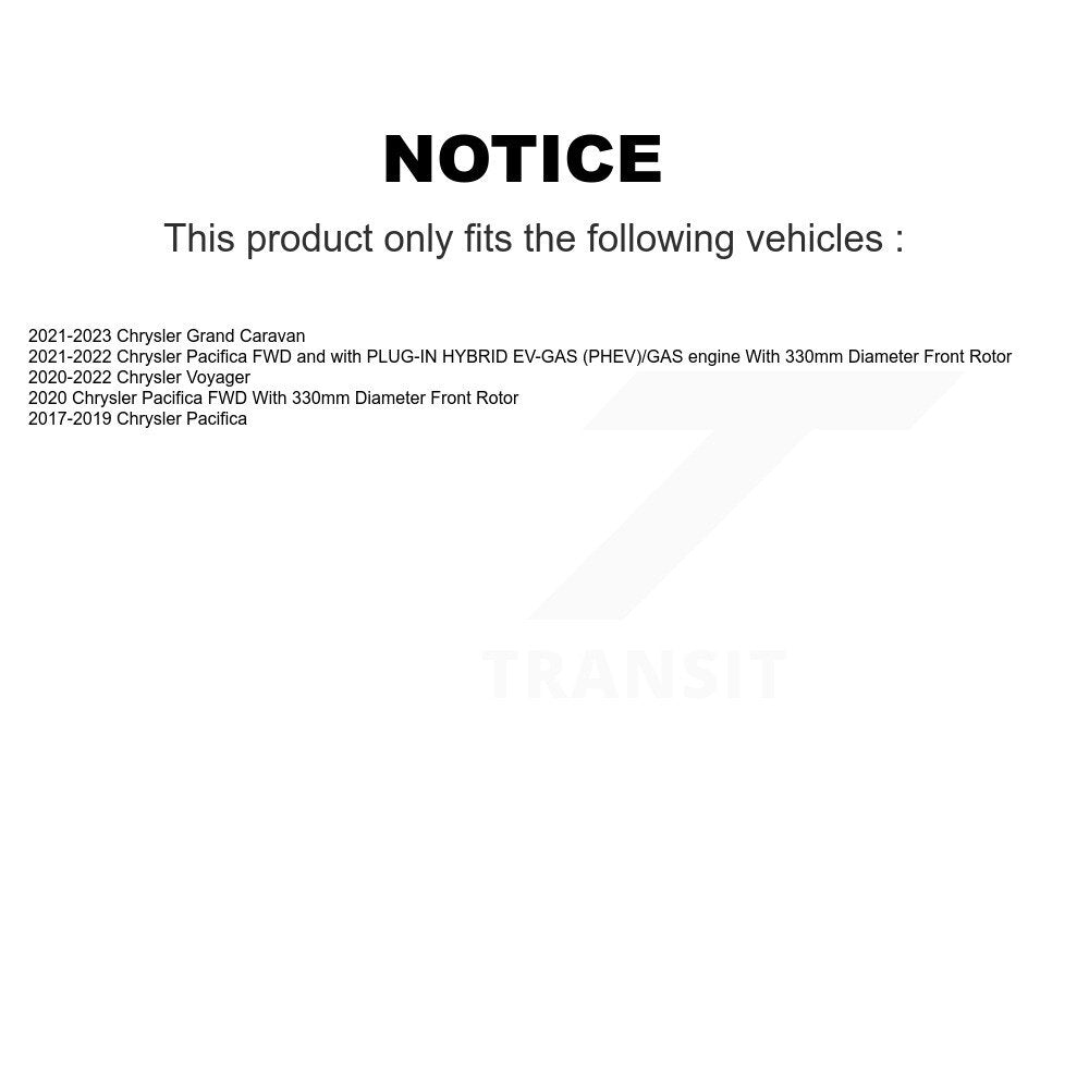 Hub Bearing Disc Brake Rotor & Pad Front Kit For Chrysler Pacifica Grand Caravan